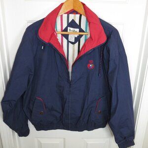 VINTAGE WinnerMate Bomber Jacket Striped Lining Navy/Red Size XL *Logo* Golf